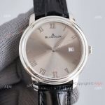 Clone Blancpain Villeret Gray Face 40MM Watch With Roman Markers Leather Band